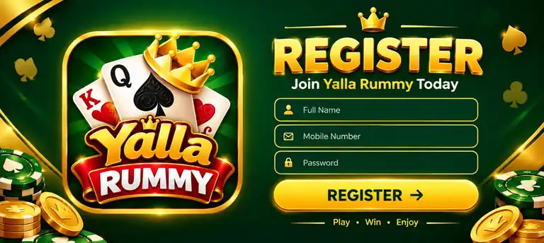 Yalla Rummy registration guide showing account fields